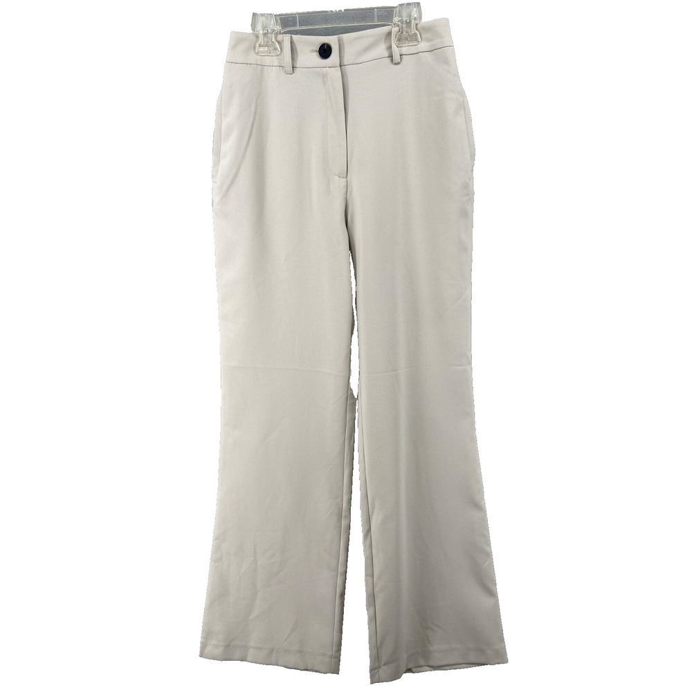 Topshop Pants Womens Sz 2 Straight Wide Leg Pants In Cream Putty Pockets